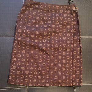 MCM Dark Brown Logo Pencil Skirt
